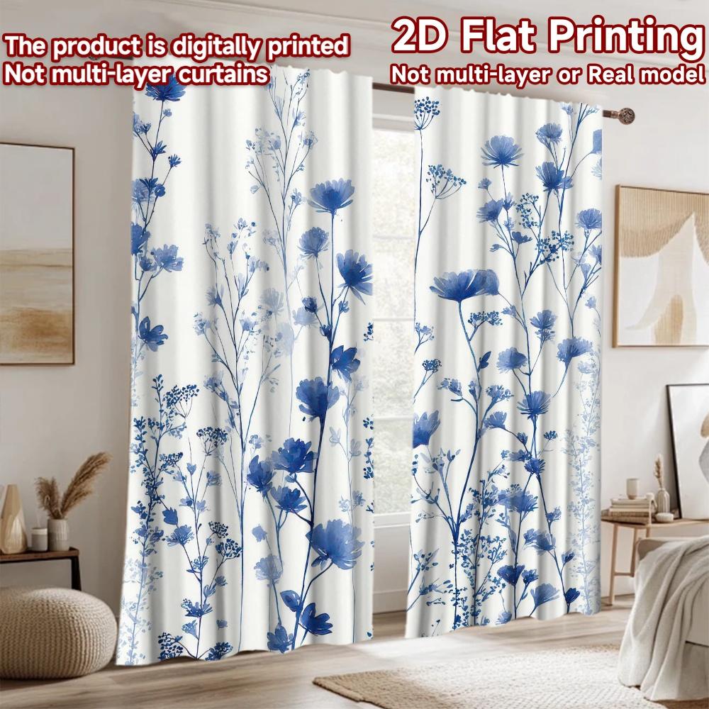 2D flat Photography Backdrop Photography Backdrop Blue Wildflower Silhouette 100% Polyester Anniversary Use for Suitable for