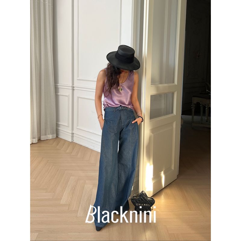 Blacknini Yin WAF/High Satin High Density Satin Acetate Draping Row Wind Two-Way Vest/Skirt