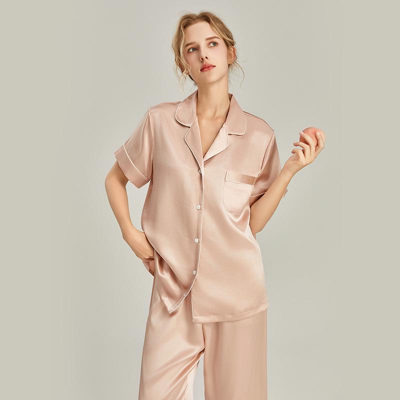 Shanmuer Women's Mulberry Silk Pajama Set - Two-Piece, Wearable Outdoors, Spring/Autumn