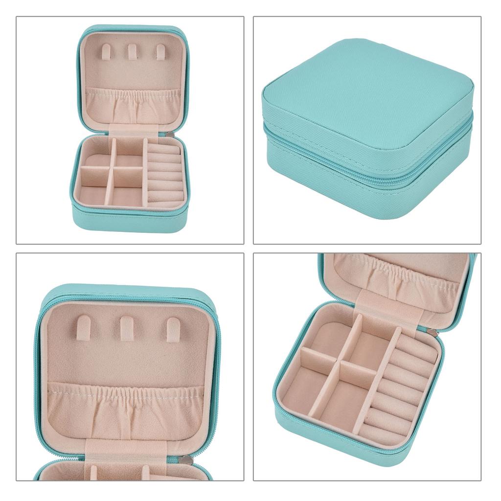 Portable Jewelry Case with 4 Grids Large Capacity Partition Storage Soft Lining Jewelry Storage Box for Travel