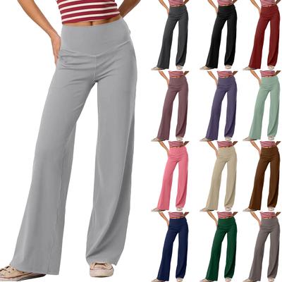 Pantalones de yoga de mujer de talle alto y pierna ancha con bolsillos.