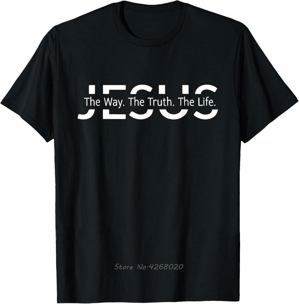 Christian Tshirt Kids Jesus The Way Truth Life Mens Clothing Oversized Fitness T Shirt Graphic Vintage Cotton Tshirt Camisetas