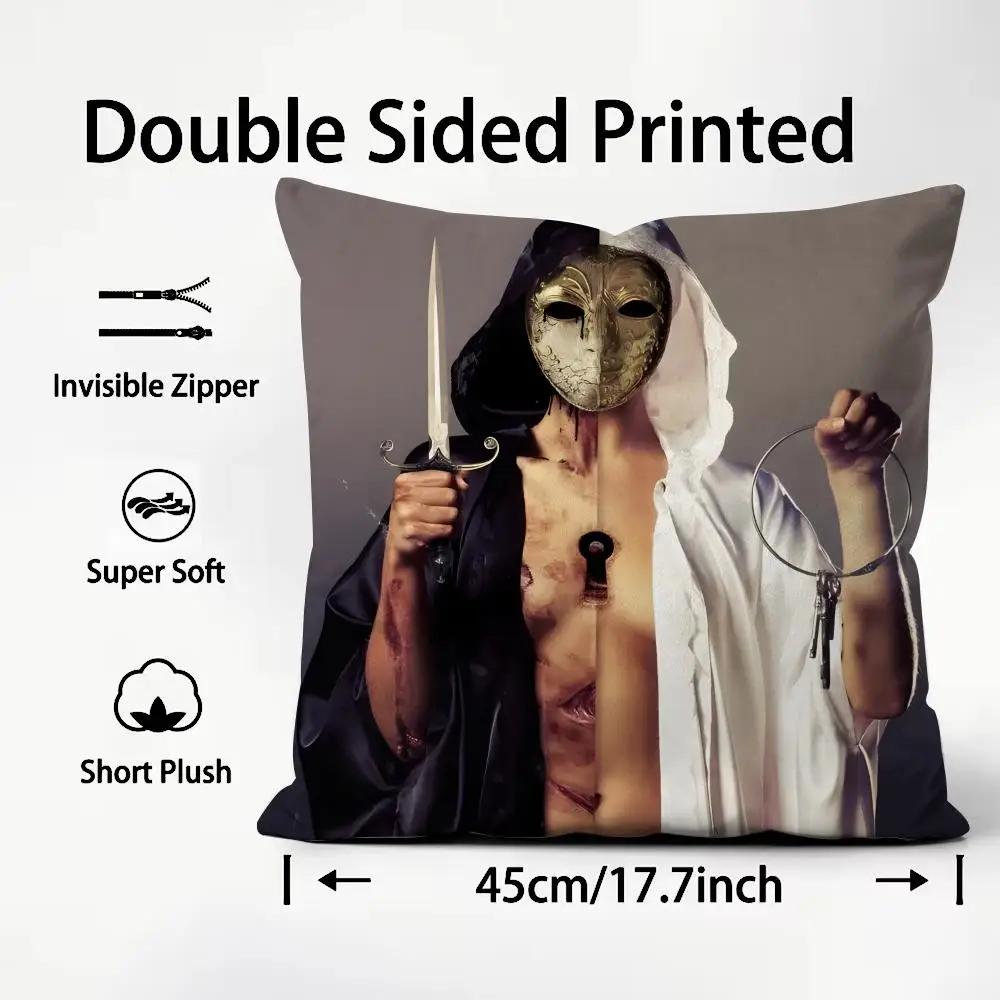 B-Bring Me The H-Horizon Rock Band Cushion Cover Pattern Printed Pillowcase for Living Room Sofa Cushion Cover & Bedroom Decor