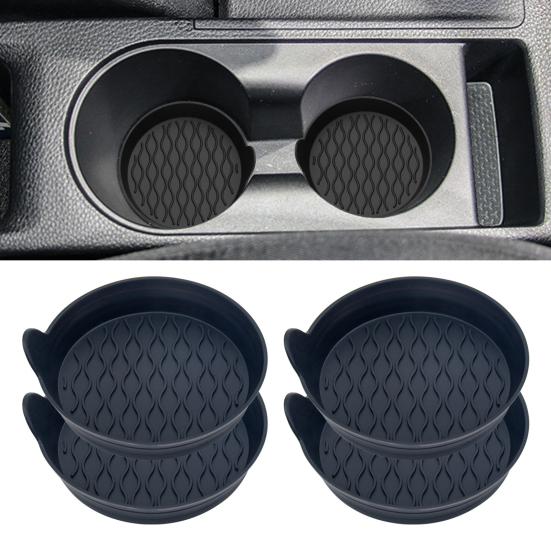 4 Sottobicchieri Auto In Silicone Con Strisc, Universali, Diametro 7 Cm, Proteggi Il Portabicchiere (Grigio)