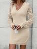 Color Block Open-Front Knit Sleeves Sweater Dress