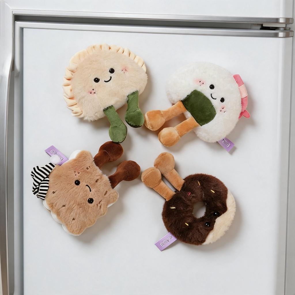 Cute Plush Fridge Magnets Food & Weather Themed Soft Toys (Onigiri,Donut,Sun,Moon,Star),Stuffed Animal Decor,Adorable Plush Gift