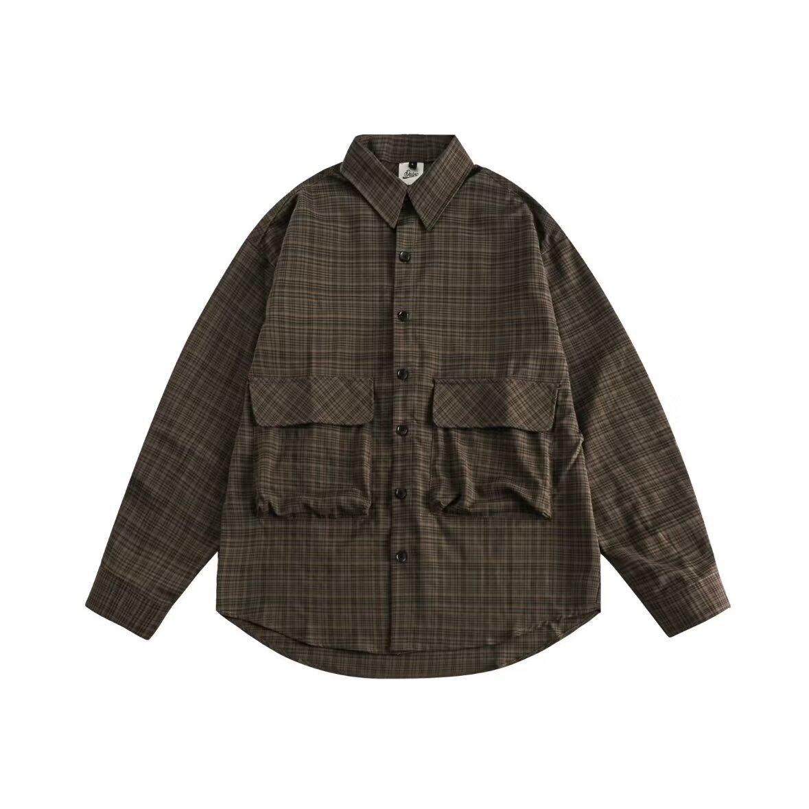 

2024 Свободная рубашка в японском стиле в стиле ретро, мужская весенняя новая модная брендовая универсальная клетчатая рубашка 2XL зелёный