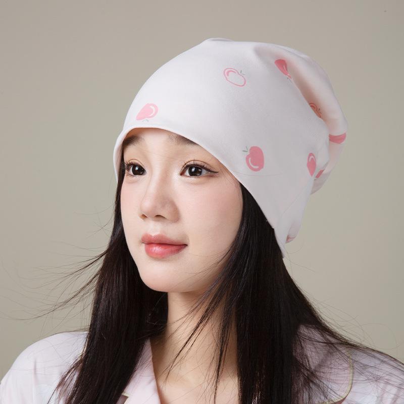 Windproof Double-Layer Postpartum Maternity Hat - Pure Cotton, High Elastic, Hexagonal Design.