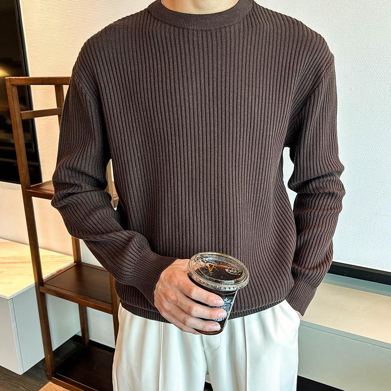 Men S High Neck Solid Knit Sweater Long Sleeve Suit Inner Wear Business Base Layer