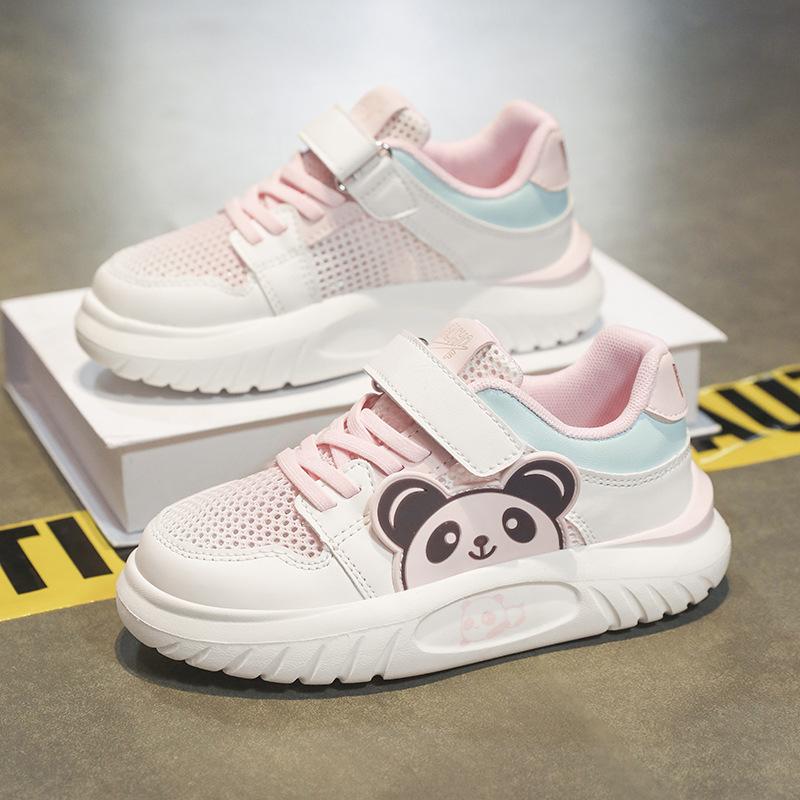 Summer Hollow Single Net Children's Breathable Girls Board Shoes 2025 New Pink Board Shoes Girls Cute Casual Shoes