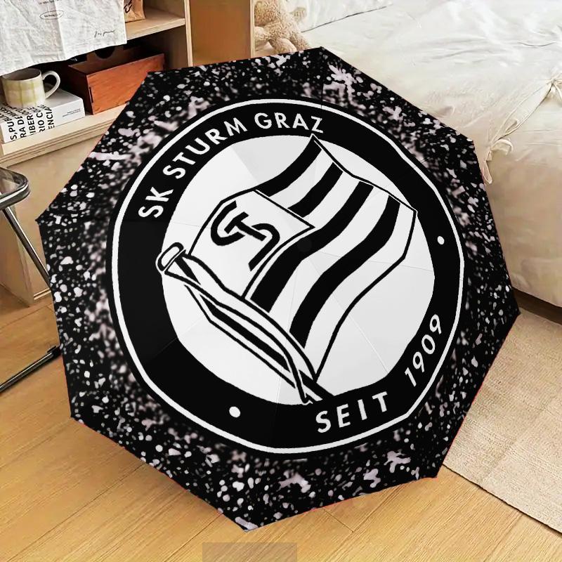 1PC Sturm Graz Crest Emblem Printed Umbrella Folding umbrella, automatic umbrella 8-Frame for Travel, camping Fan gifts Christmas Gifts