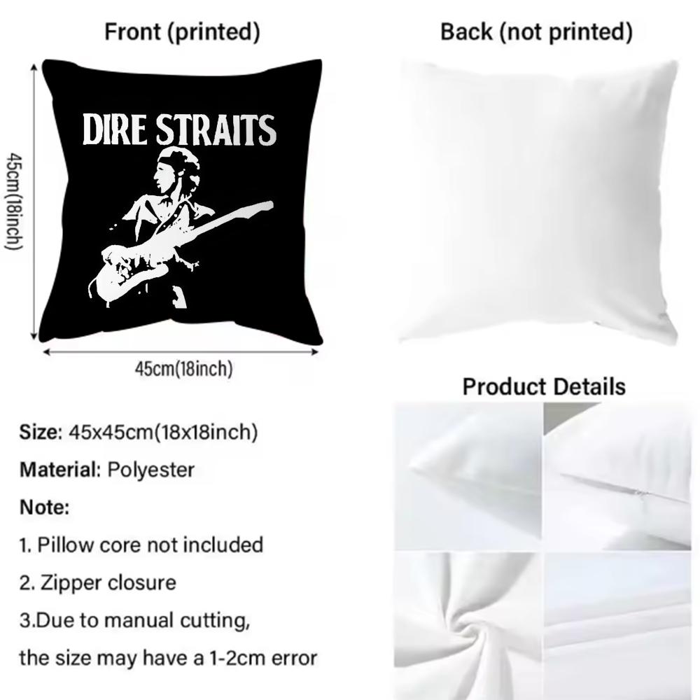 Classic Band Dire Straits Cushion Cover Soft & Easy-Wash Pillow Case – Versatile For Couch, Bed, Travel And Office