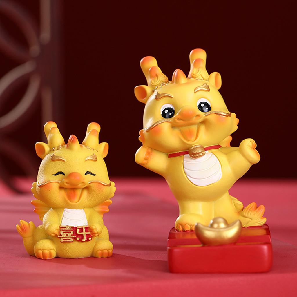 Chinese Year Dragon Figurine Lifelike Adorable New Year Dragon Sculpture for Home Decoration