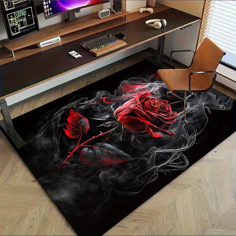 1pc Smoky Rose Themed Rug for Home Decor, Non-slip Office Carpet, Chair Mat, Outdoor Mat, Christmas and Halloween Gifts-0731047