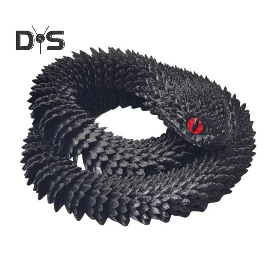3D Printed Snake Toy Articulated Viper Figurine Fidget Snake Toy Collectible Snake Model with Flexible Joints for Home Office Desk Decor
