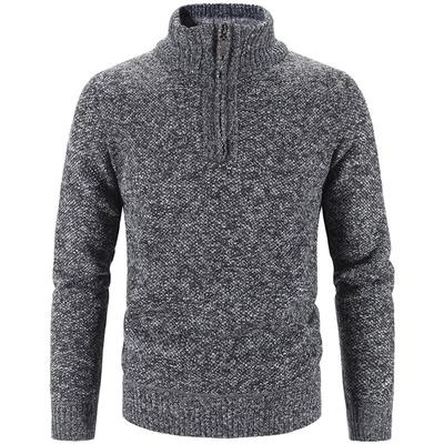Winter Men's Fleece Thicker Sweater Half Zipper Turtleneck Warm Pullover Quality Male Slim Knitted Wool Sweaters