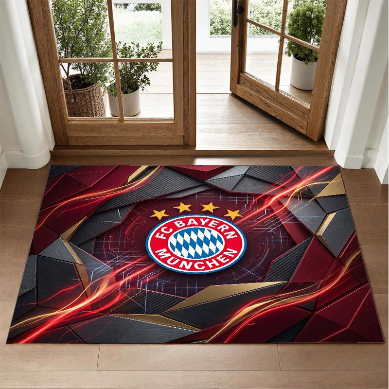Bayern Munich Design Crystal Velvet Rug Soft Decorative Mat for Bedroom Entrance
