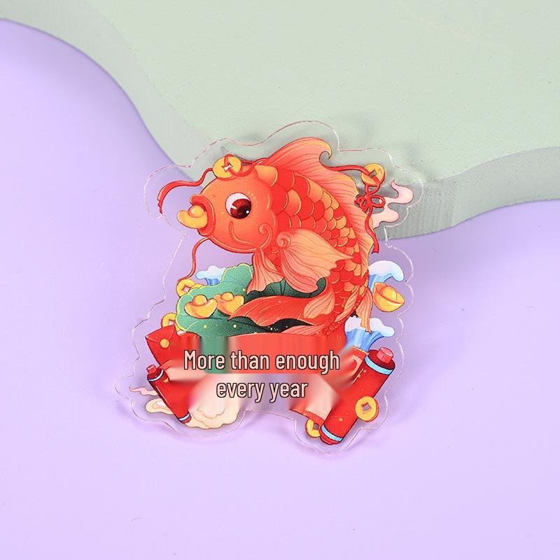 Custom God of Wealth Acrylic Refrigerator Magnet - Trendy Cartoon Design for Home Décor