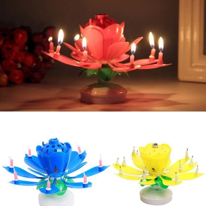 Birthday Candle - Lotus - Music - Cake Decoration - 8 Small Candles - Blue