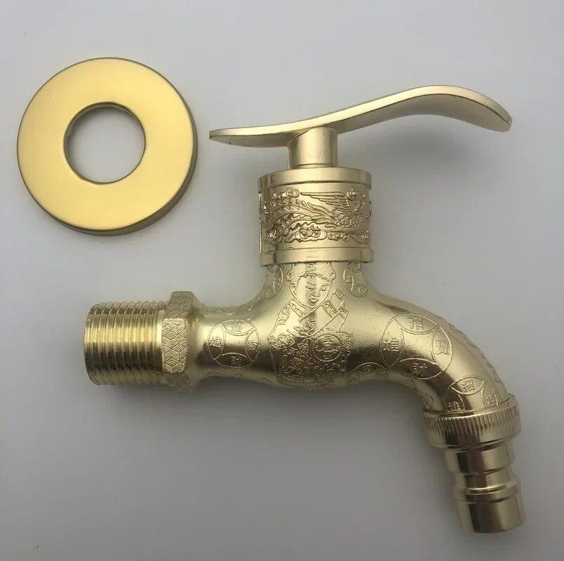 Anituqe Bronze Washing Machine Crane Decorative Outdoor Faucet , Vintage Garden Bibcock Tap Wall Mounted Mop  Brass WF