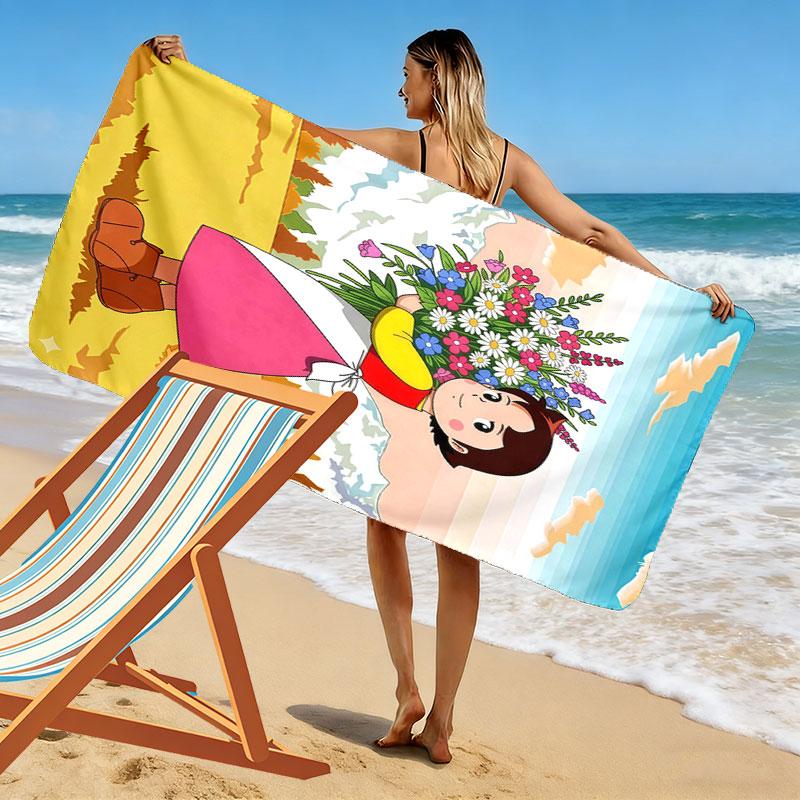 Heidi Flicka Strandhandduk, Stor Mjuk Snabbtorkande Handduk för Strand Camping Simning