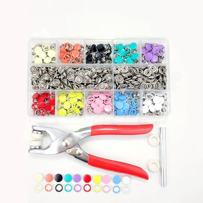 Five-Prong Metal Snap Set: No-Sew Solid Color Button Fasteners