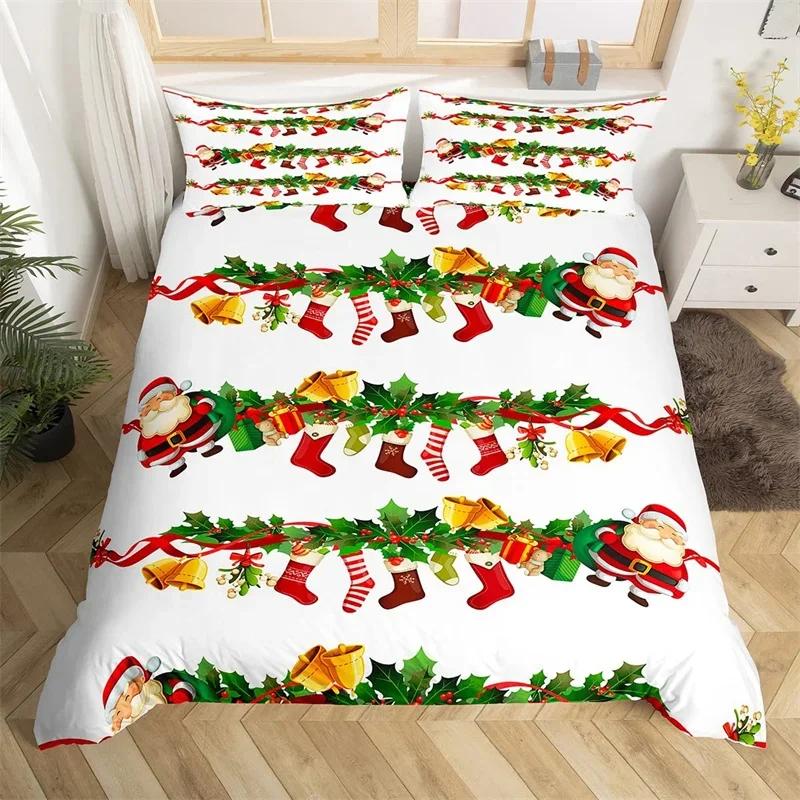 Christmas Tree Santa Claus Duvet Cover Twin King Queen Kids Christmas Bedding Set Polyester Botanical Racing Car Comforter Cover