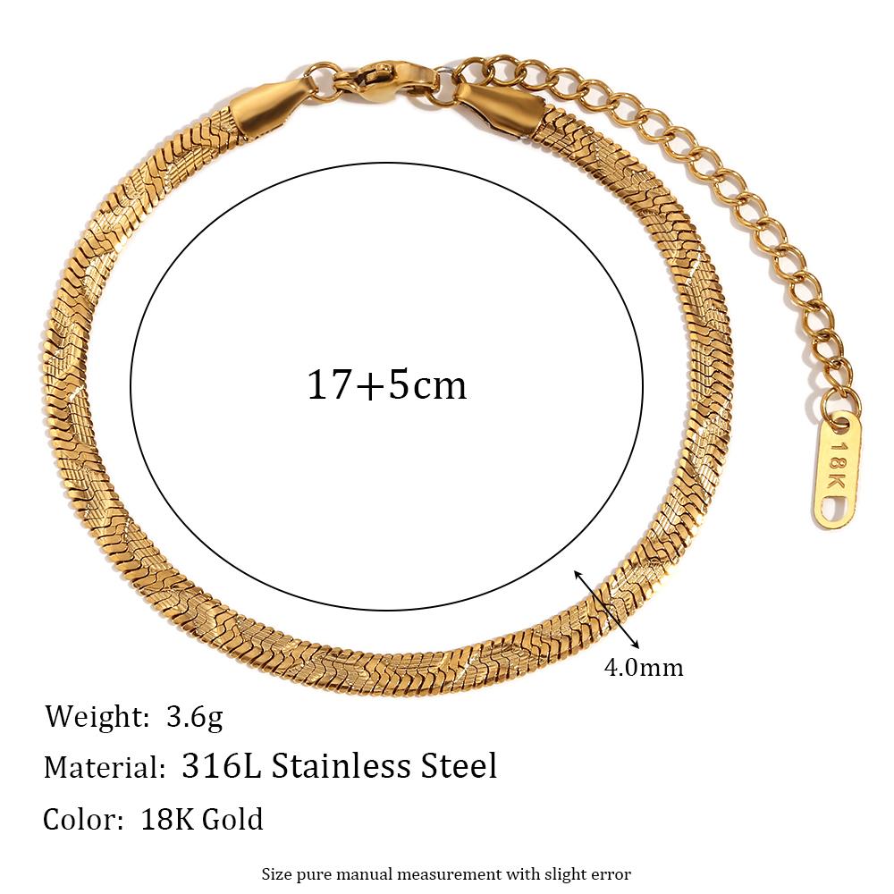 

MamacitaSlay Simple Design 4mm Width Prominent Wave Snake Bone Pattern Necklaces For Women Stainless Steel Bracelets Jewrelry