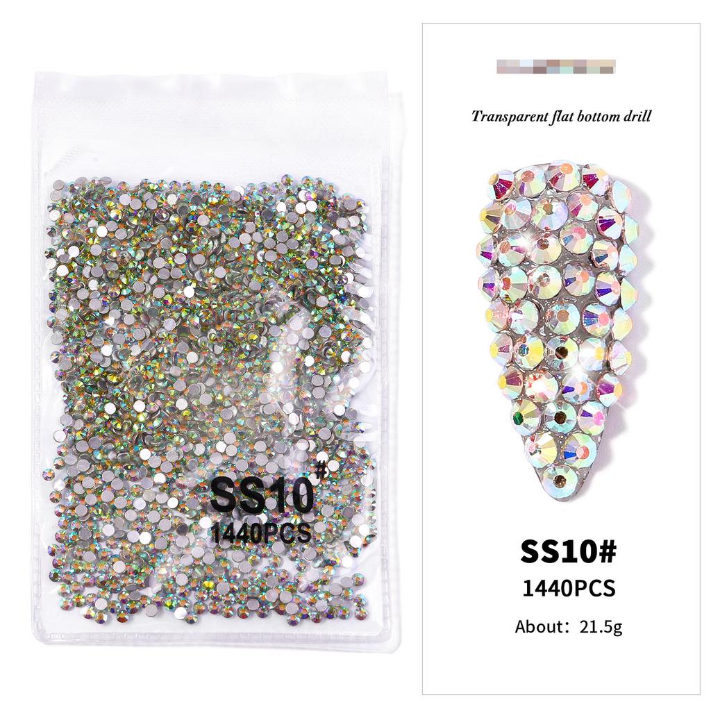 Nail Art Flat Bottom Drill Transparent Drill Ab Drill Nail Drill Diy Nail Ornament Nail Art Ornament Rhinestone