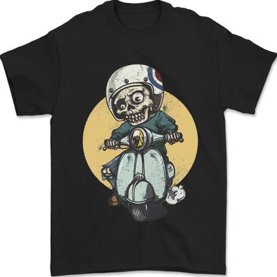 Mod Scooter Moped Skull Mens T-Shirt 100% Cotton