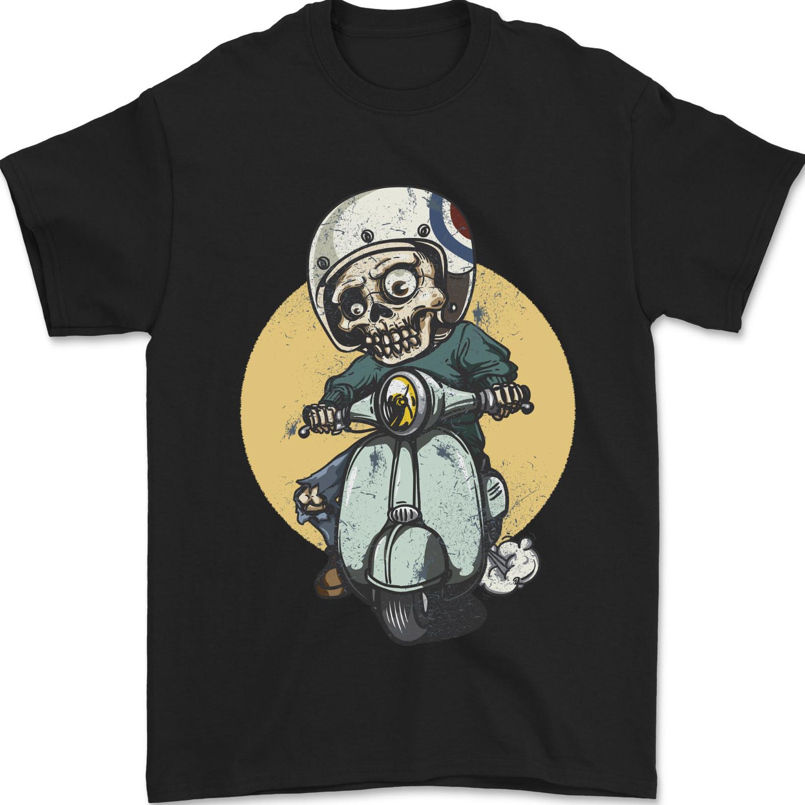Mod Scooter Moped Skull Mens T-Shirt 100% Cotton S разноцветный
