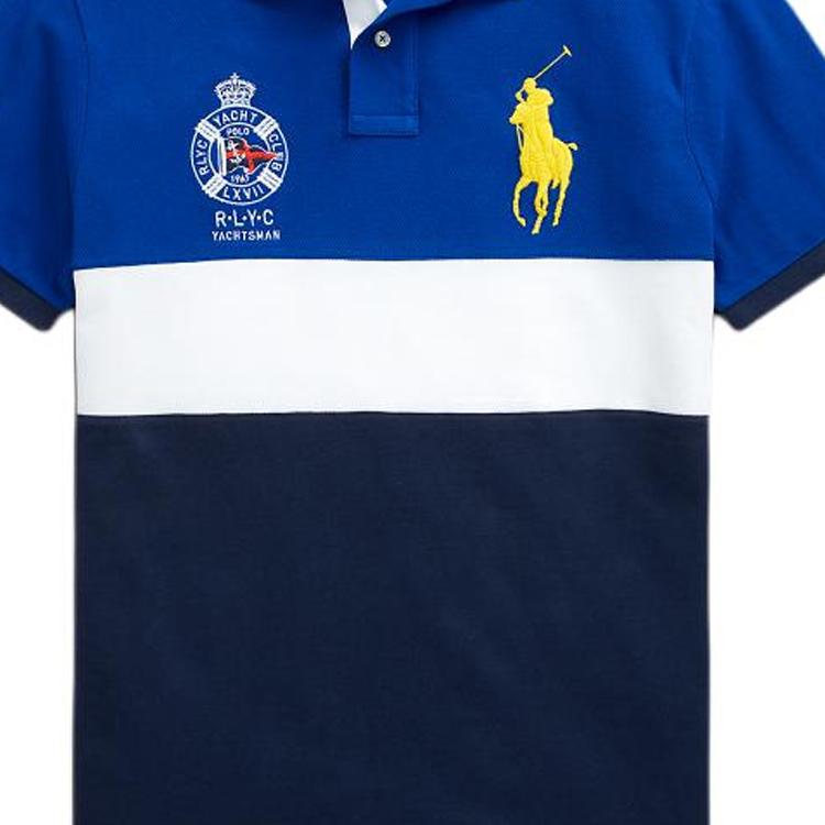 Polo Ralph Lauren Color Block Slim Fit Polo de Manga Corta para Hombre tops Azul MNPOKNI1N821204-400