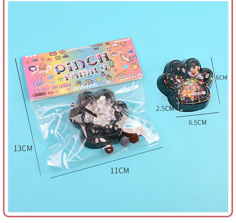 Giocattolo Fidget Squishy a forma di artiglio di gatto con paillettes carino, giocattolo antistress a rimbalzo lento, giocattolo antistress a pizzico, decompressione, zampa di gatto, giocattolo morbido da spremere