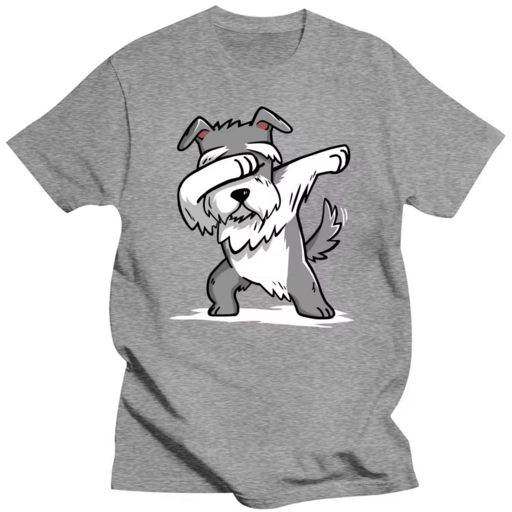 Funny Dabbing Miniature Schnauzer Dog Dad T Shirts Summer Style Graphic Cotton Streetwear Short Sleeve Birthday Gifts T-shirt