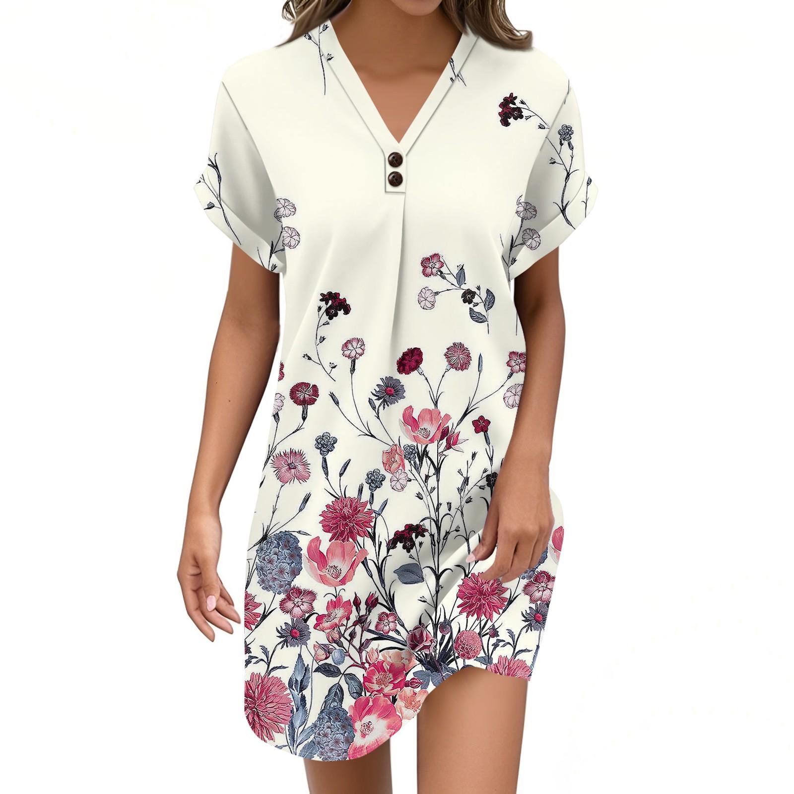 

Женский пуловер с V-образным вырезом и винтажным цветочным принтом, повседневное платье на пуговицах M