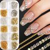 1 Box Metal Chain Nail Art Charms Multi-Shape Golden Silvery Rose Gold Black Nails Chain Diy Nail Supplies Manicure Accessories