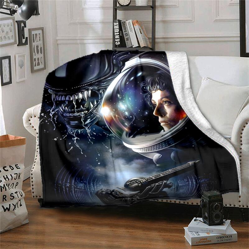 Alien Flannel Blanket Soft Warm All-Season Throw, Design for Camping, Car Travel, Hiking Sofa, Bed, Office Perfect Gift for Parties