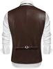 Men's Motorcycle Handmade Genuine Real Leather Brown Western Vest Coat Jacket Lambskin Button