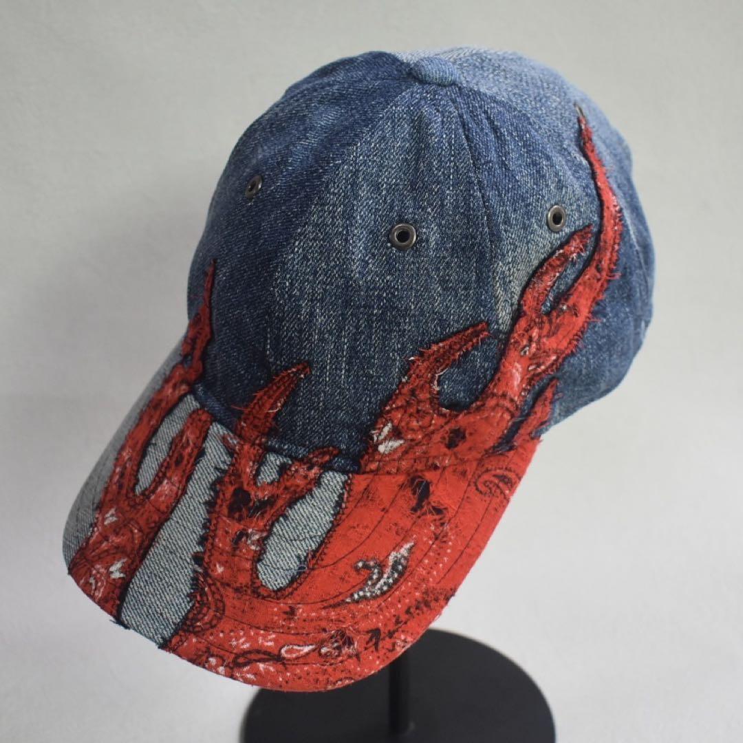 

[USED] memento Bandana Fire Pattern Denim Cap 1 of 1 Paisley