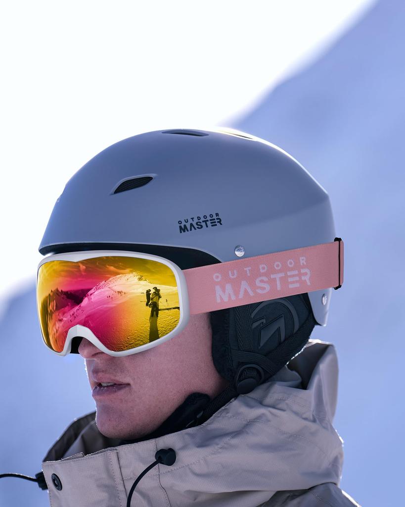 OutdoorMaster OTG Ski Glasses UV Wide Field of Snow Snowboarding Sports Radiation Impact Perfect for Winter and Unisex Goggles, Compatible,