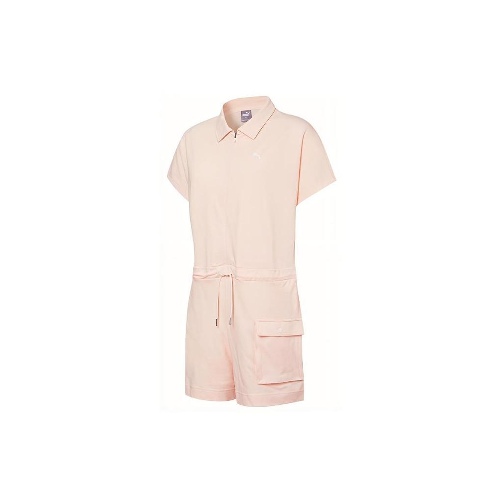 Puma Drawstring Waist Polo Short Sleeve Jumpsuit Women Jumpsuit Pink 532849-27