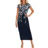 Vestido Largo Casual de Moda para Mujer con Estampado, Cuello Redondo y Manga Corta