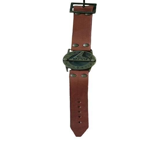 Brass Nautical Sundial Watch with Leather Strap