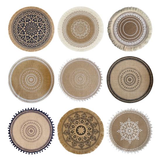 Rattan-Untersetzer, Wärmedämmung, handgefertigt, aus Baumwollflachs, Esstisch, rutschfest, Tischset für die Küche