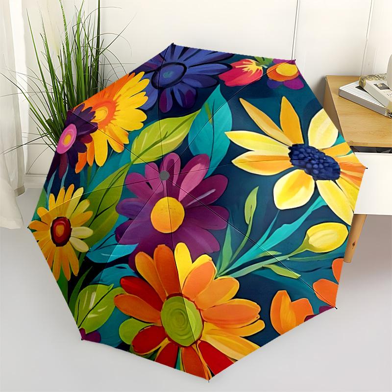 

1pc Floral Pattern Automatic Open/close Folding Umbrella, Compact Portable Travel Umbrella, Cute Umbrella, Durable Construction yy260328035