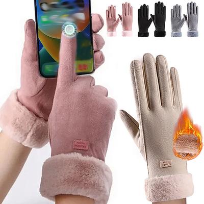 Women Warm Gloves Autumn Winter Touchscreen Gloves With Furry Cuff For Outdoor Activities Cycling Driving Sports Gloves