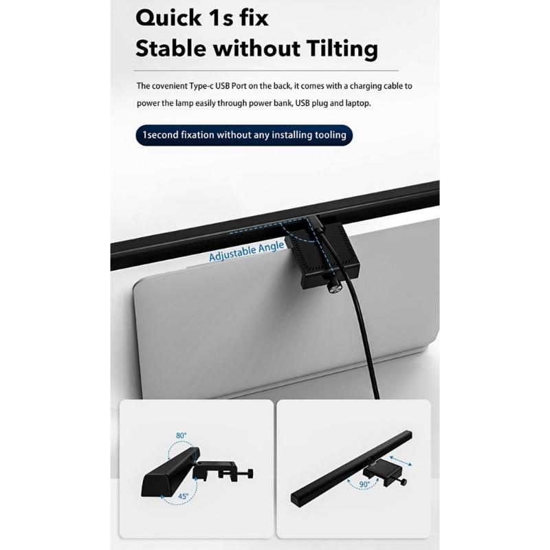 Adjustable Brightness Clip on Reading Light Plastic Texture Suitable for Desktop Screen Energy Efficient LED Task Lamp