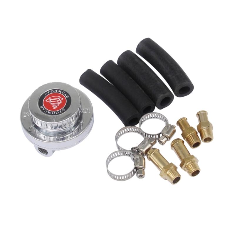 Adjustable 1-5Psi Fuel Pressure Regulator 8mm 10mm Hose Kit For Carburetor
