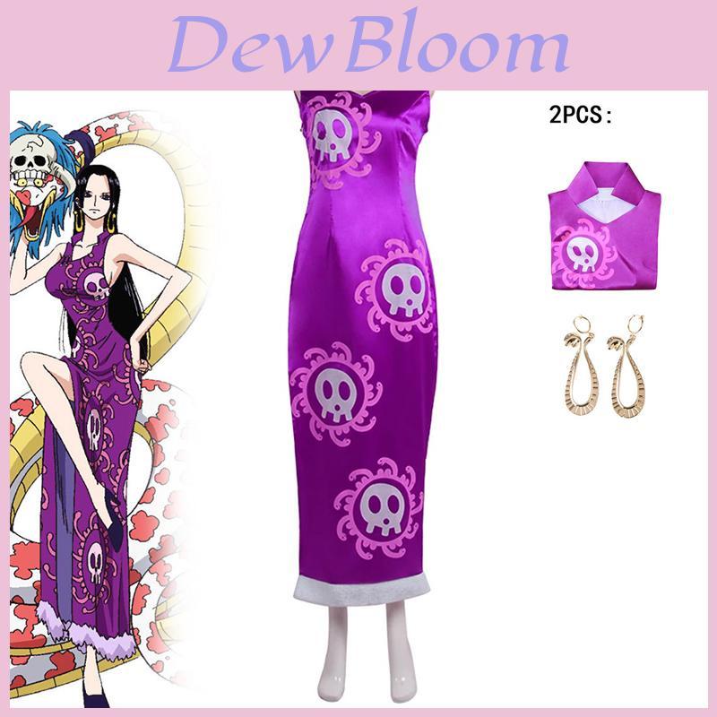 Costume Cosplay Boa Hancock di One Piece in Tessuto Raso per Festa di Halloween
