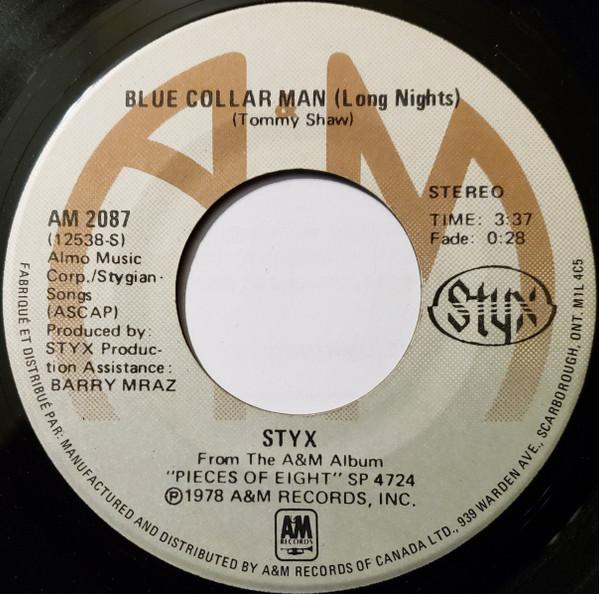 

7-дюймовая пластинка STYX Blue Collar Man Long Nights AM2087 AM RECORDS 1978 Канада Рок Б/у